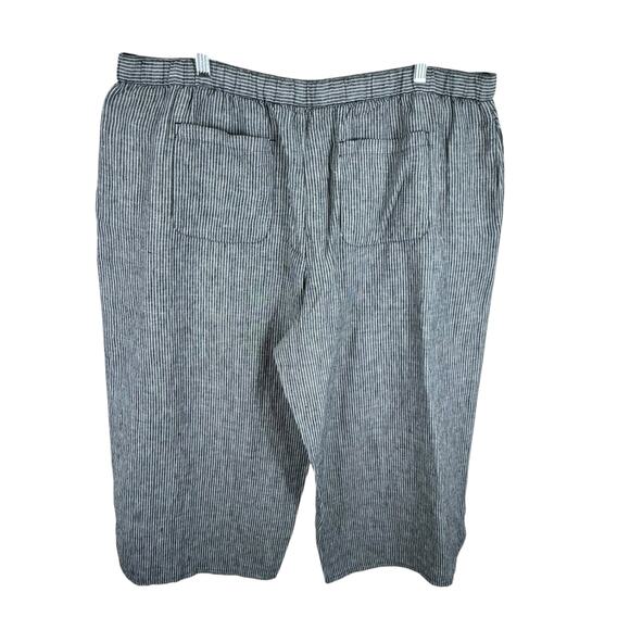 Coldwater Creek 100% Linen Gray White Pinstriped Wide Leg Cropped Pants Size XL - Picture 2 of 7